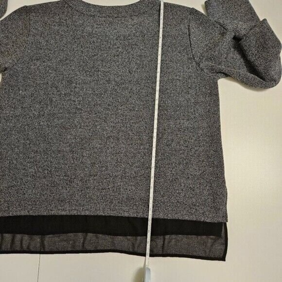 Intrend Max Mara Top Womens L Gray Black Pullover LS Lace Satin Sheer Whimsigoth - Picture 14 of 15